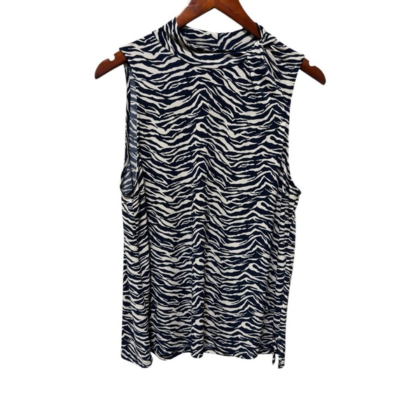 Beacon Zebra Print Sleeveless Mock Neck Top L - Picture 6 of 10